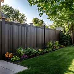 A backyard composite privacy fence 