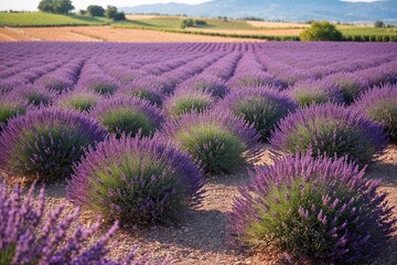 Obraz premium Lavender Fields in Bloom Discover the Fragrant Purple Essence of Serene Rural Landscapes