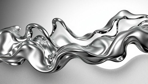 abstract shape silver metalic liquid