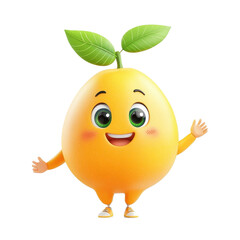 3D cartoon character mango, isolated on a white background. png