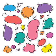 Set of colorful speech bubbles in various shapes. Flat vector illustration isolated for easy use in design project, conversation graphics and creative layouts.