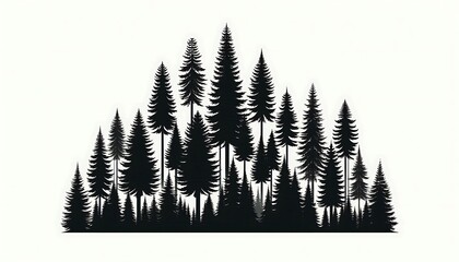 Obraz premium Collection of Evergreen Tree Silhouettes on White Background. generator AI