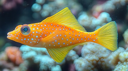 Obraz premium Yellow Spotted Fish Underwater