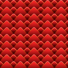 seamless pattern of overlapping red squares with thin gold borders, creating a dynamic and luxurious texture.