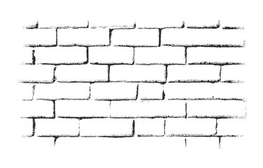 A black and white image of a brick wall with a distressed texture
