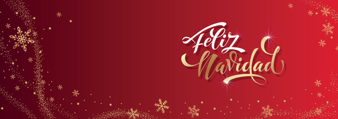 Feliz Navidad spanish Merry Christmas Modern calligraphy lettering on sticker for season greetings. Vector background