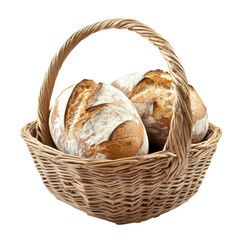 Freshly baked bread loaves in a wicker basket