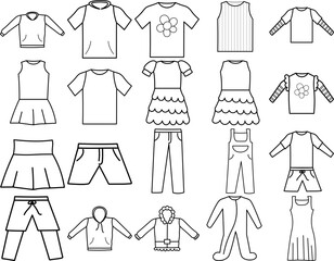 Children Clothes Lineart Set