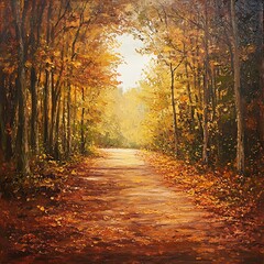 Obraz premium Autumn pathway walk serene forest nature photography tranquil environment landscape viewpoint