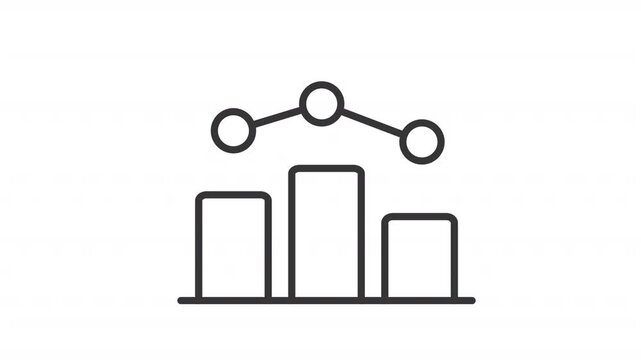 Statistical graph line animation. Financial diagram animated icon. Changing data bars. Efficiency, corporate. Black illustration on white background. HD video with alpha channel. Motion graphic