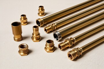 Fashionable Brass Tubes with Connectors and Variety of Joints on Pristine Canvas