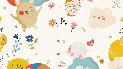 Cute Children's Cartoon Background - A Whimsical World of Fun and Imagination for Kids. The Colorful and Playful Elements, with Charming Characters and Cheerful Scenes