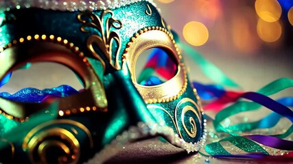 Carnival party. Venetian female mask, masquerade, mardi grass celebration