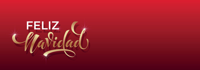 Feliz Navidad spanish Merry Christmas Modern calligraphy lettering on sticker for season greetings. Vector background