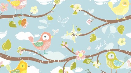 Cute Children's Cartoon Background - A Whimsical World of Fun and Imagination for Kids. The Colorful and Playful Elements, with Charming Characters and Cheerful Scenes