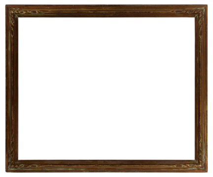 Dark varnished old picture frame. In PNG format on a transparent background.