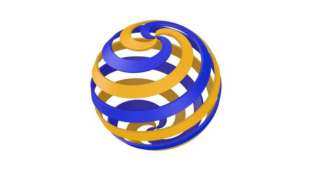 Spiral logo ball on white background. Isolated 3D illustration