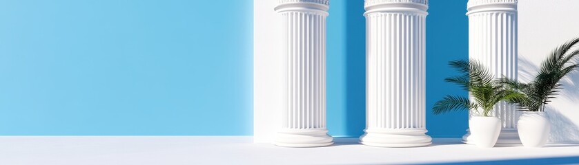 Isolated Abstract Greek Columns: A Minimalist Layout for Timeless Elegance in Design