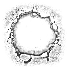Top View of a Cracked Concrete Surface with a Large Central Hole © esa