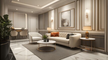 Fototapeta premium Poster Mockup Framed in a Contemporary Living Room Setup