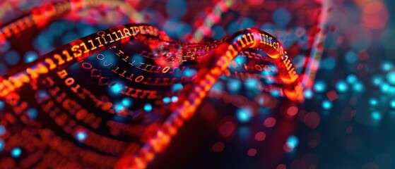 Obraz premium Genomic data analysis with bioinformatics tools showing detailed genetic sequences focus on, analysis, futuristic, Blend mode, computer lab backdrop