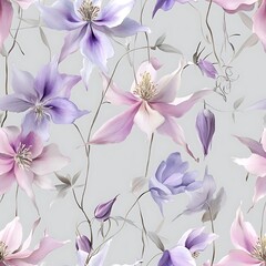 Floral pattern design elegant home decor digital art soft color palette aesthetic view nature inspired