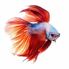 Fototapeta premium Red and blue betta fish with flowing fins.