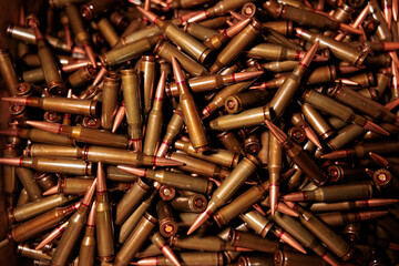 close-up in professional military training ground for a professional firearm machine gun