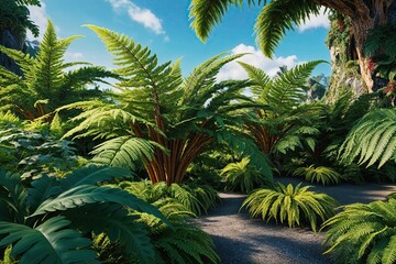 Realistic 3D Visualization of Tropical Ferns in Lush Natural Environments