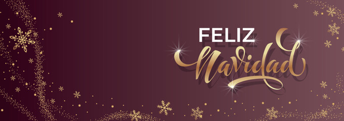 Feliz Navidad spanish Merry Christmas Modern calligraphy lettering on sticker for season greetings. Vector background