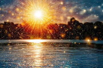 Obraz premium Enchanting Sunlight Effects with Shimmering Light and Vibrant Visuals