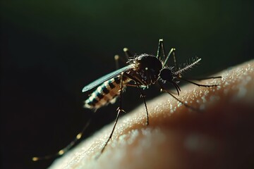 Fototapeta premium Close-Up of a Mosquito Biting an Arm