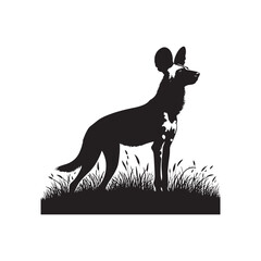 Vector Of African Wild Dog - Minimalist Silhouette Of African Wild Dog - Dog Illustration.