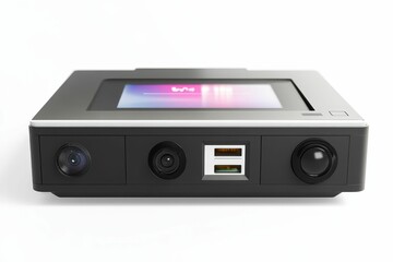 Fototapeta premium Black device with two cameras and screen.