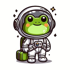Obraz premium Cute Frog Astronaut Cartoon Vector Icon Illustration