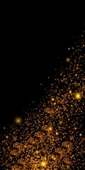Fototapeta premium Vector illustration of sparkling gold glitter particles on a dark background, design, holiday