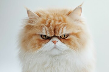 Fototapeta premium A grumpy, fluffy, orange and white cat.