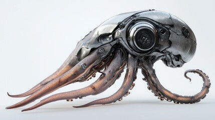 Cybernetic Octopus: A Fusion of Metal and Marine Life