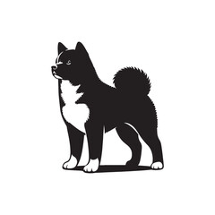 Akita Silhouette - Minimalist Dog Vector - Akita Illustration.