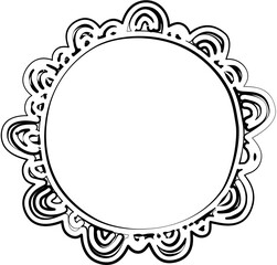 Botanical circle frame. Hand drawn round line border