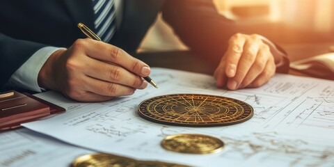Fototapeta premium Predicting the Future and Business Success with Astrology Charts and Numerology