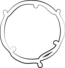 Botanical circle frame. Hand drawn round line border