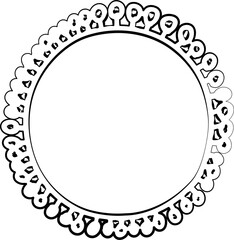Botanical circle frame. Hand drawn round line border