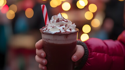 Whipped cream and chocolate sauce drizzle over a sundae topped with a cherry