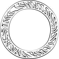 Botanical circle frame. Hand drawn round line border