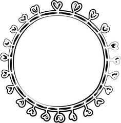 Botanical circle frame. Hand drawn round line border