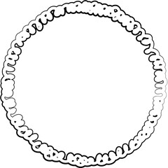 Botanical circle frame. Hand drawn round line border