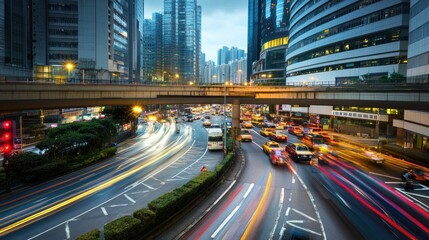 Cityscape with Light Trails