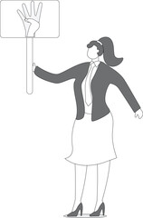 Businesswoman with four finger up, gesturing number 4 hand sign