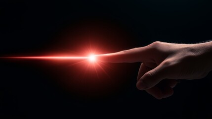 Hand engaging with a red light, visual exploration of warning, signal, or artistic illumination